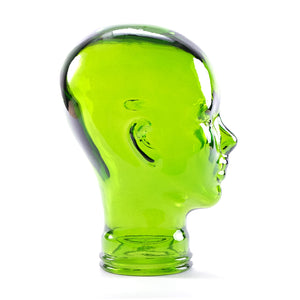 Glas KOPFHÖRERSTÄNDER MICK grün transparent | 29cm Glaskopf Skulptur