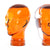 Glas KOPFHÖRERSTÄNDER MICK orange transparent | 29cm Glaskopf Skulptur