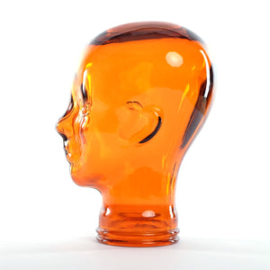 Glas KOPFHÖRERSTÄNDER MICK orange transparent | 29cm Glaskopf Skulptur