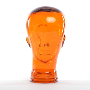 Glas KOPFHÖRERSTÄNDER MICK orange transparent | 29cm Glaskopf Skulptur