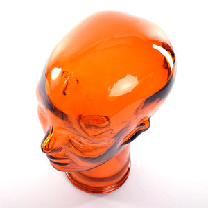 Glas KOPFHÖRERSTÄNDER MICK orange transparent | 29cm Glaskopf Skulptur