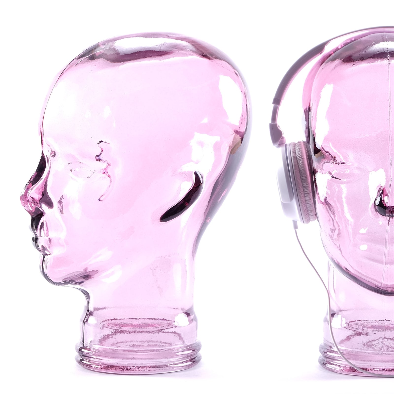 Glas KOPFHÖRERSTÄNDER MICK lila transparent | 29cm Glaskopf Skulptur