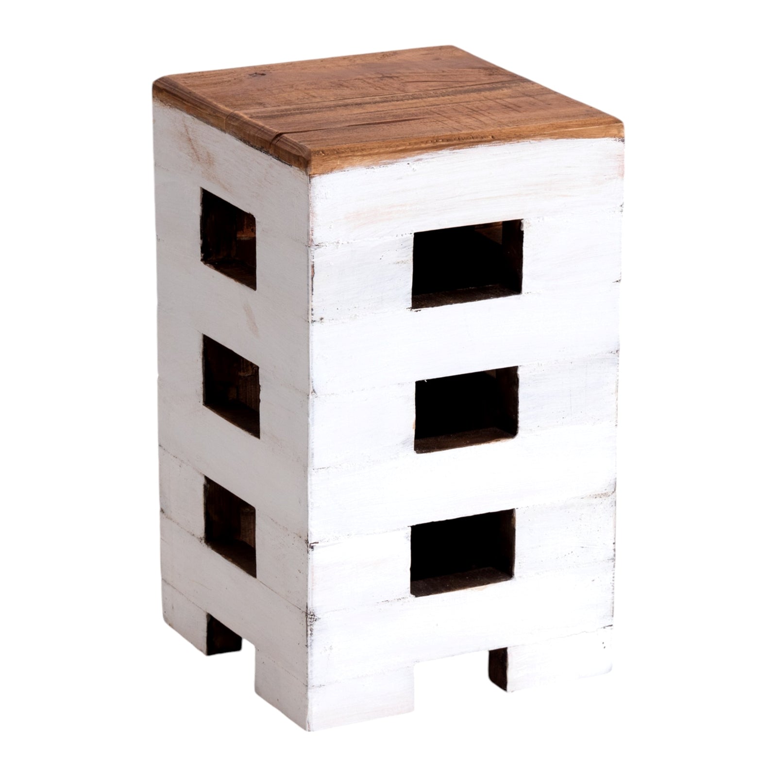 SITZHOCKER "BRICK" | 48x29cm (HxB), Mahagoni | Holzhocker