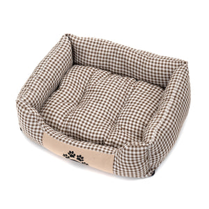 HUNDE BETT "ROCKY "| Braun kariert, 67cm | Kuschel Hunde Körbchen